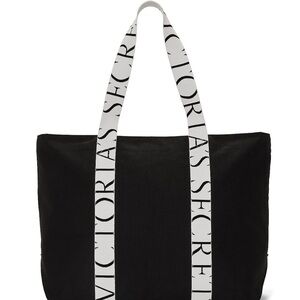 Victoria's Secret Black Tote with White Lettered Straps